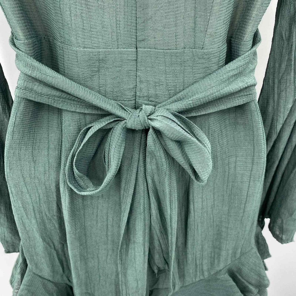Angel Biba Forest Fairy Mini Dress Womens XS Emerald Green Polyester Tie Waist - Picture 7 of 11